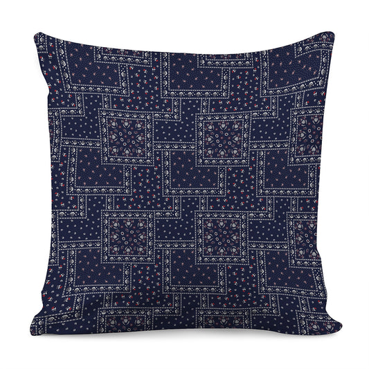 Blue Floral Patchwork Pattern Print Pillow Cover