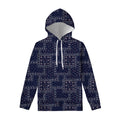 Blue Floral Patchwork Pattern Print Pullover Hoodie