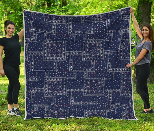 Blue Floral Patchwork Pattern Print Quilt