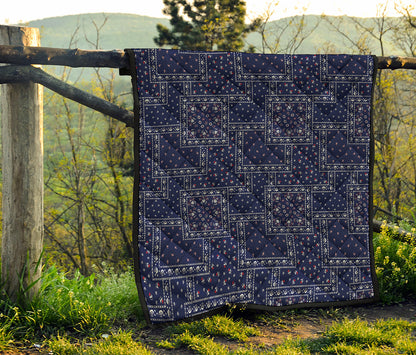 Blue Floral Patchwork Pattern Print Quilt