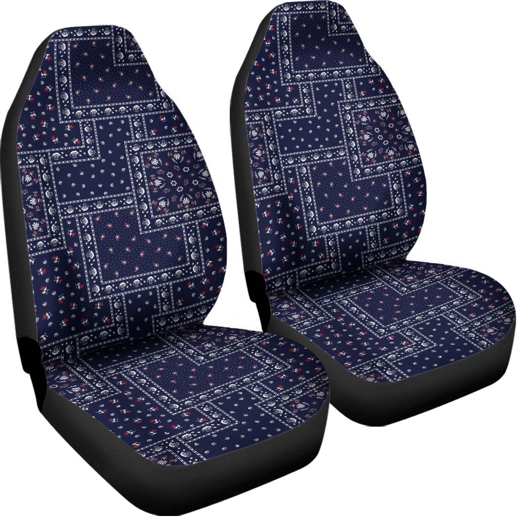 Blue Floral Patchwork Pattern Print Universal Fit Car Seat Covers