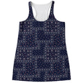 Blue Floral Patchwork Pattern Print Women's Racerback Tank Top