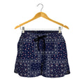 Blue Floral Patchwork Pattern Print Women's Shorts