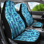 Blue Floral Striped Universal Fit Car Seat Covers GearFrost