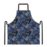 Blue Flower Patchwork Pattern Print Apron