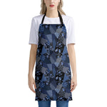 Blue Flower Patchwork Pattern Print Apron