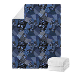 Blue Flower Patchwork Pattern Print Blanket
