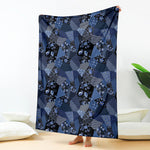 Blue Flower Patchwork Pattern Print Blanket