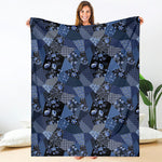 Blue Flower Patchwork Pattern Print Blanket