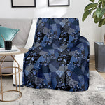 Blue Flower Patchwork Pattern Print Blanket