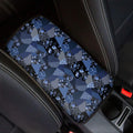 Blue Flower Patchwork Pattern Print Car Center Console Cover