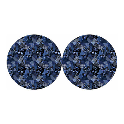 Blue Flower Patchwork Pattern Print Car Coasters