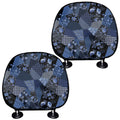 Blue Flower Patchwork Pattern Print Car Headrest Covers