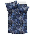 Blue Flower Patchwork Pattern Print Duvet Cover Bedding Set
