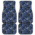 Blue Flower Patchwork Pattern Print Front and Back Car Floor Mats