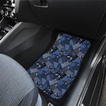 Blue Flower Patchwork Pattern Print Front and Back Car Floor Mats