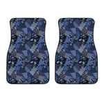 Blue Flower Patchwork Pattern Print Front Car Floor Mats