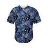 Blue Flower Patchwork Pattern Print Men's Baseball Jersey