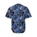 Blue Flower Patchwork Pattern Print Men's Baseball Jersey