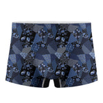 Blue Flower Patchwork Pattern Print Men's Boxer Briefs