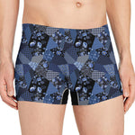 Blue Flower Patchwork Pattern Print Men's Boxer Briefs