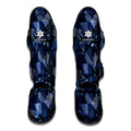 Blue Flower Patchwork Pattern Print Muay Thai Shin Guards