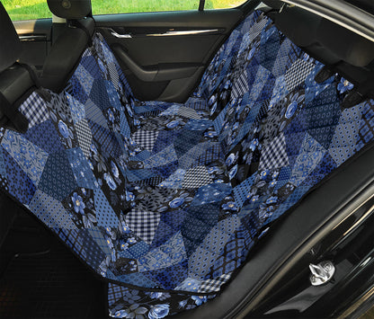 Blue Flower Patchwork Pattern Print Pet Car Back Seat Cover