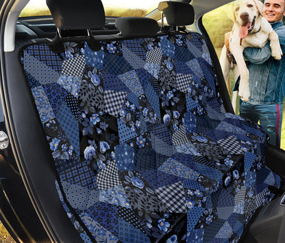 Blue Flower Patchwork Pattern Print Pet Car Back Seat Cover