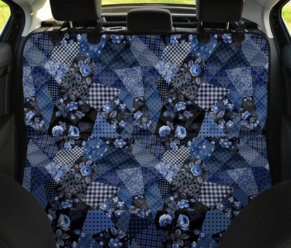 Blue Flower Patchwork Pattern Print Pet Car Back Seat Cover