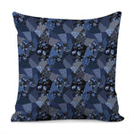 Blue Flower Patchwork Pattern Print Pillow Cover