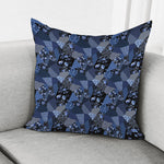 Blue Flower Patchwork Pattern Print Pillow Cover
