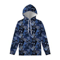 Blue Flower Patchwork Pattern Print Pullover Hoodie