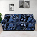 Blue Flower Patchwork Pattern Print Sofa Cover