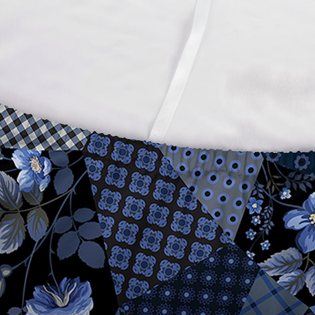 Blue Flower Patchwork Pattern Print Sofa Cover