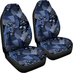 Blue Flower Patchwork Pattern Print Universal Fit Car Seat Covers