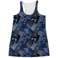 Blue Flower Patchwork Pattern Print Women's Racerback Tank Top