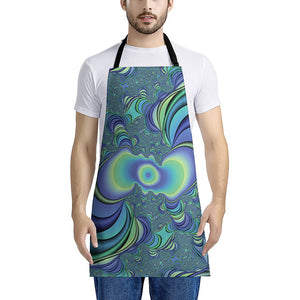 Blue Fractal Print Apron