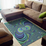 Blue Fractal Print Area Rug