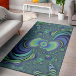Blue Fractal Print Area Rug