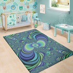 Blue Fractal Print Area Rug