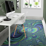 Blue Fractal Print Area Rug