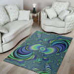 Blue Fractal Print Area Rug