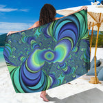 Blue Fractal Print Beach Sarong Wrap