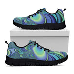 Blue Fractal Print Black Sneakers