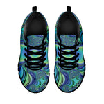 Blue Fractal Print Black Sneakers