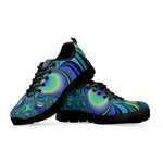 Blue Fractal Print Black Sneakers