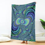 Blue Fractal Print Blanket