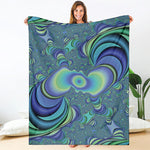 Blue Fractal Print Blanket