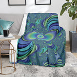Blue Fractal Print Blanket