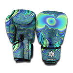 Blue Fractal Print Boxing Gloves
